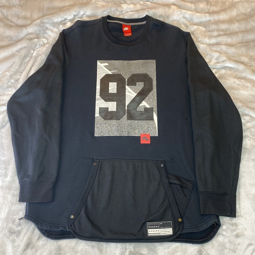 Nike Sweatshirt Men XXL Black 92 Graphic Utility Pocket‎ Side Zip Streetwear